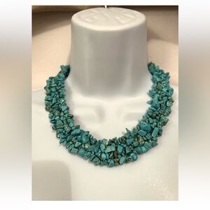 Multi Strand Turquoise Beaded Collar Necklace